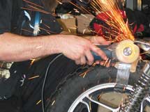 Mike Bunn working the weld on Danny's Honda