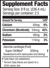NADA Peach Nutrition Label